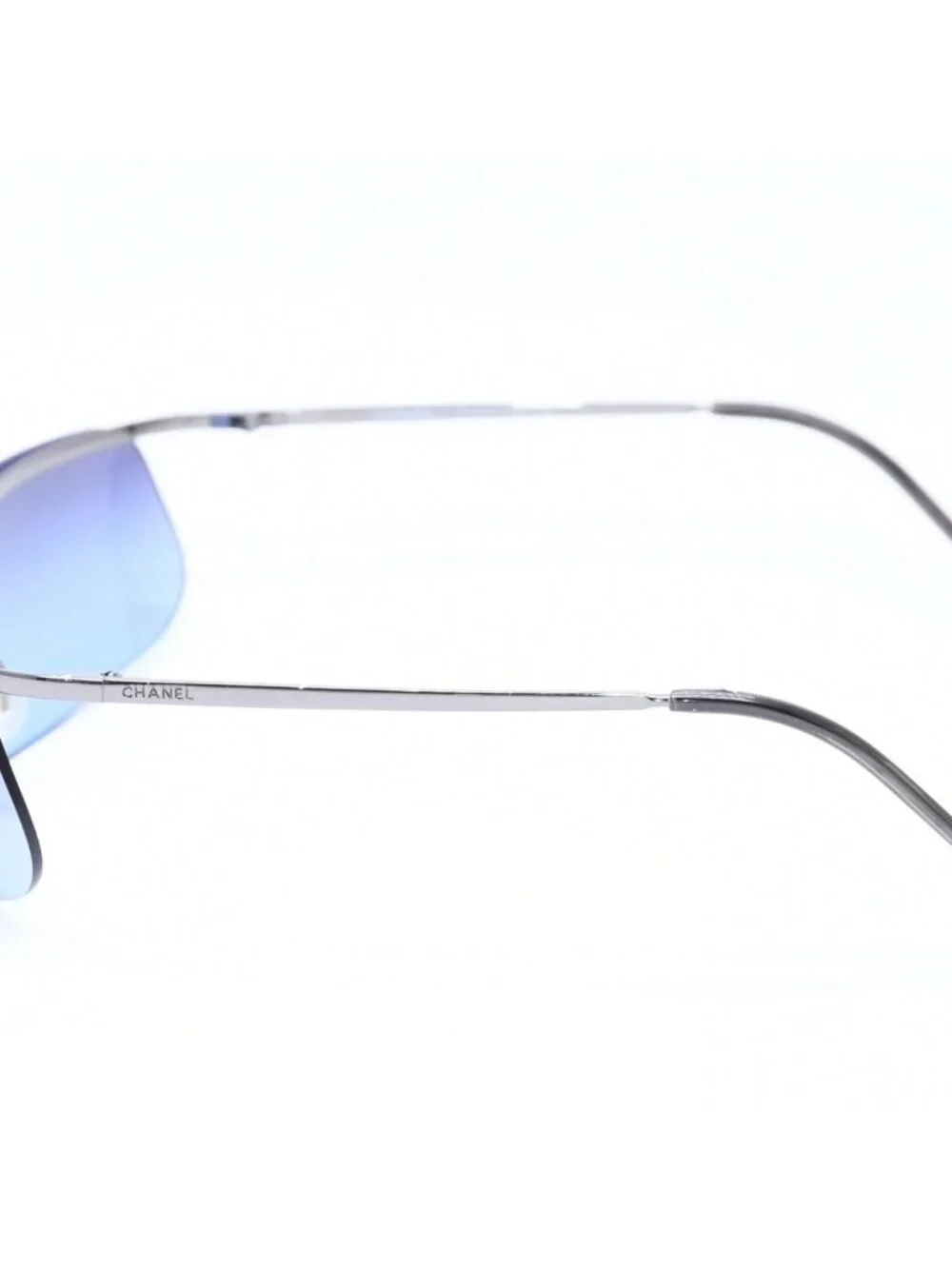 Chanel Half Rim Sunglasses Eyewear Blue Lens